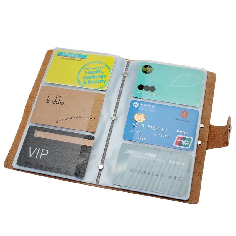 boshiho Leather Credit Card Holder Business ID Card Case Book Style 90 Count Name Card Holder Book (Blue) - Image 3